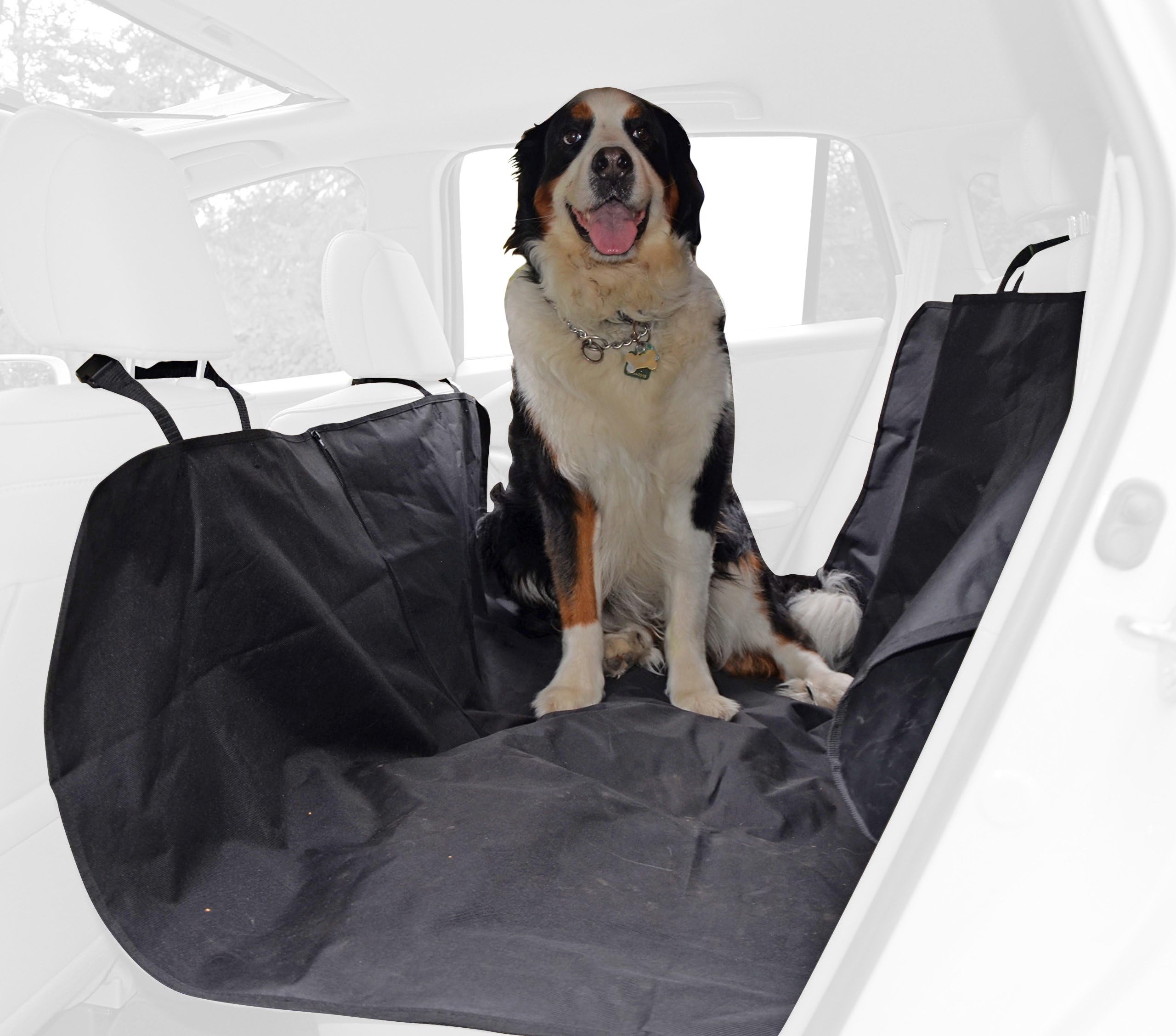 Smart Pet Supplies Back Seat Cover for Dogs and Other Pets, Waterproof Hammock Backseat Protector for Car or SUV, Water Resistant Material, Adjustable Straps, Machine Wash, Black