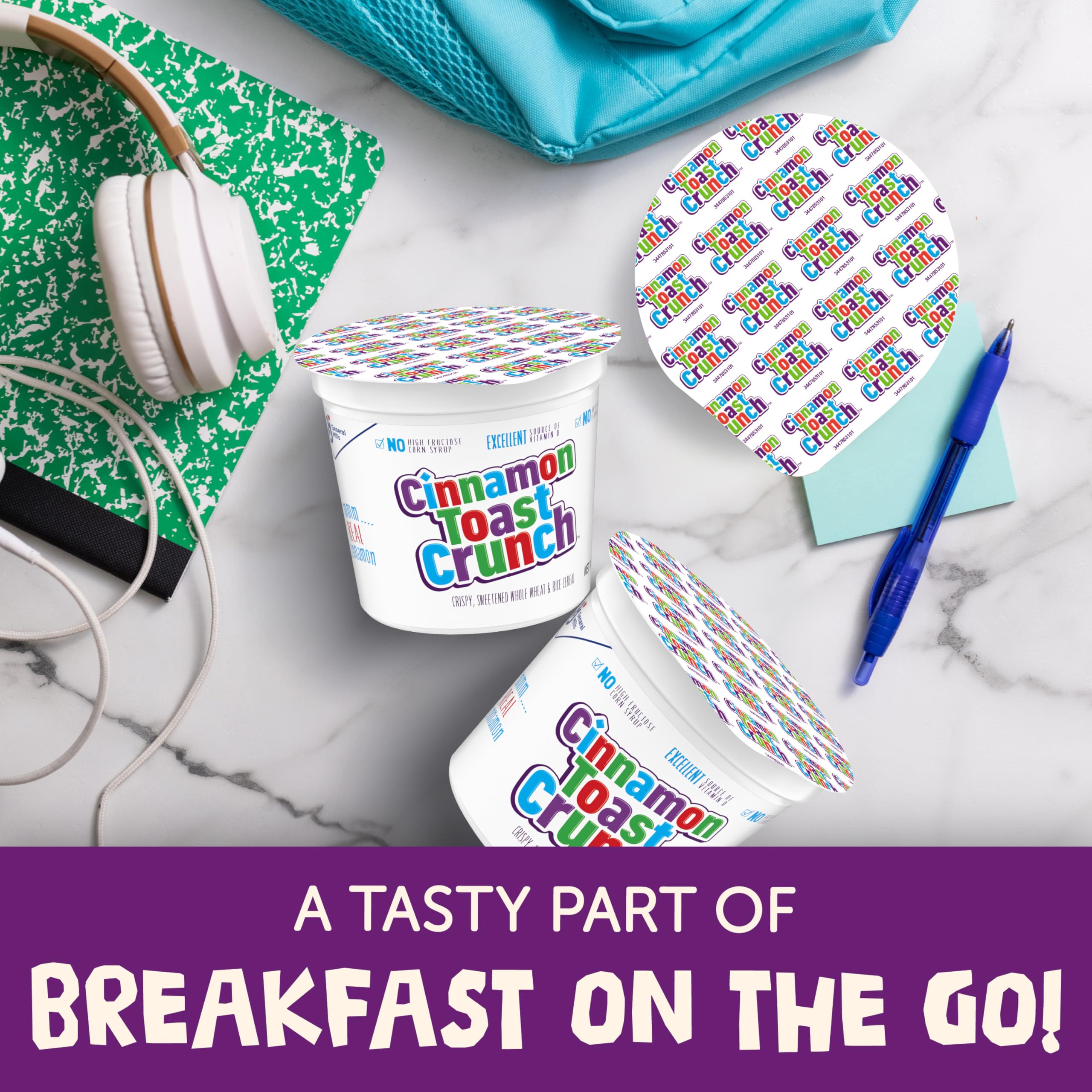 Cinnamon Toast Crunch Breakfast Cereal Cup, Single Serve Cereal, 2 oz (Pack of 12)