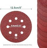 HYCHIKA 100Pcs Sanding Discs 125mm 8-Hole 5 Inch Hook & Loop Grit 40-400 view 7