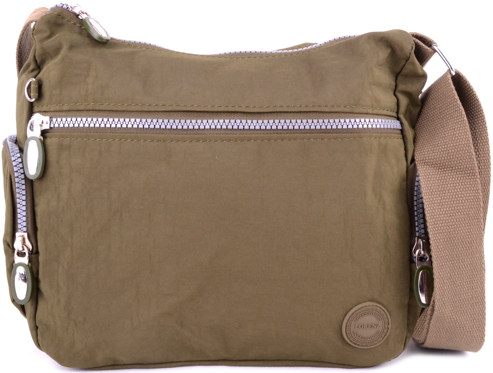 WYE LEATHER Ladies/Womens Crinkled Nylon Cross Body/Shoulder / 'Small Messenger' Bag - Green