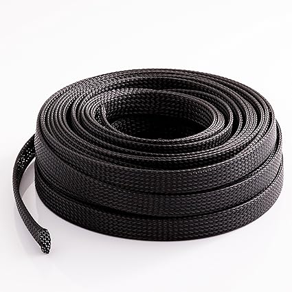 InstallerParts 100Ft Expandable Braided Cable Sock -- Black -- 1/2 Diameter