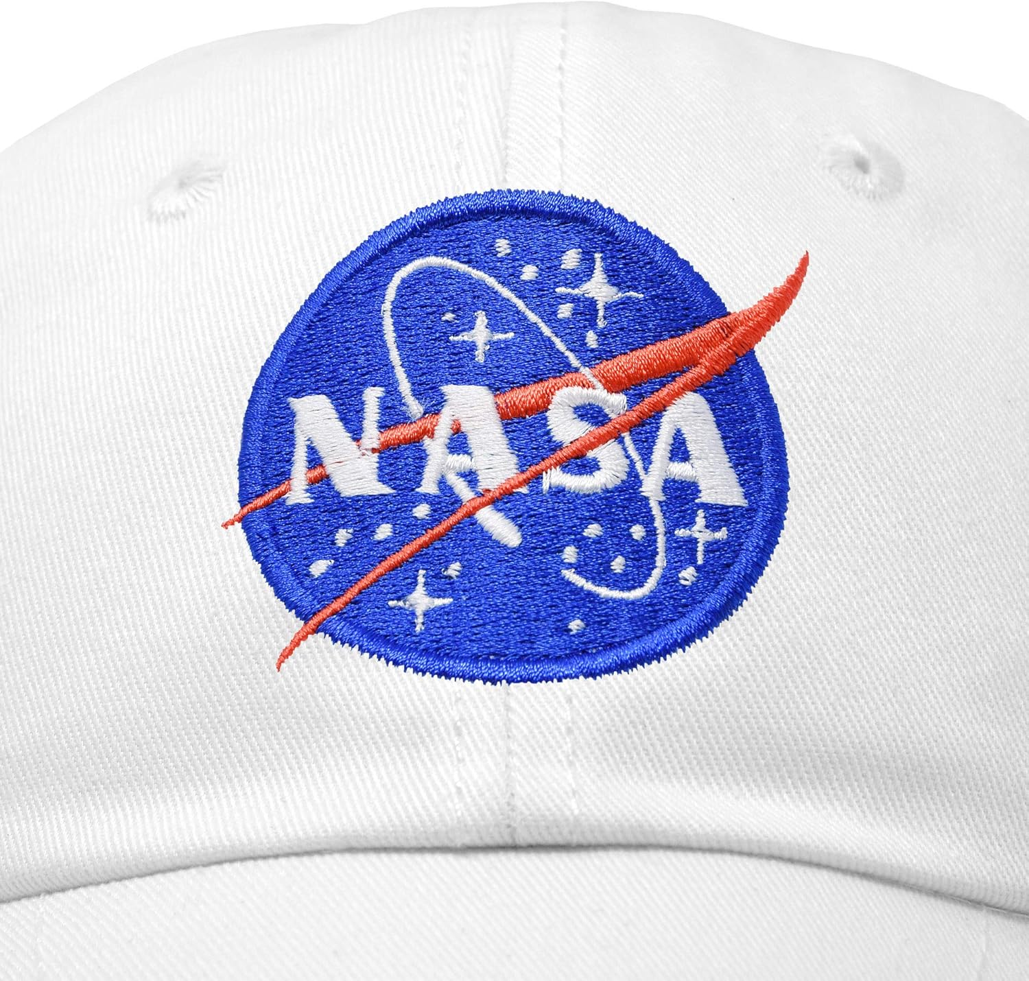 DALIX NASA Hat Soft Baseball Cap Embroidered Space Meatball Logo in White: Clothing