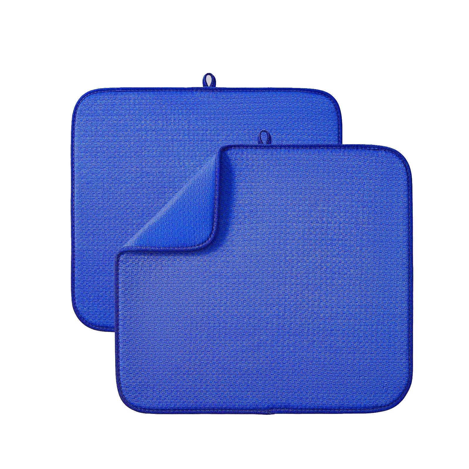 Microfibre Drying Mat for Kitchen Dish Drying Drainer Mat Absorbent Drying Mat Washing Up for Glass, Plate &Cup 40cm x 46 cm 2 Pack Blue