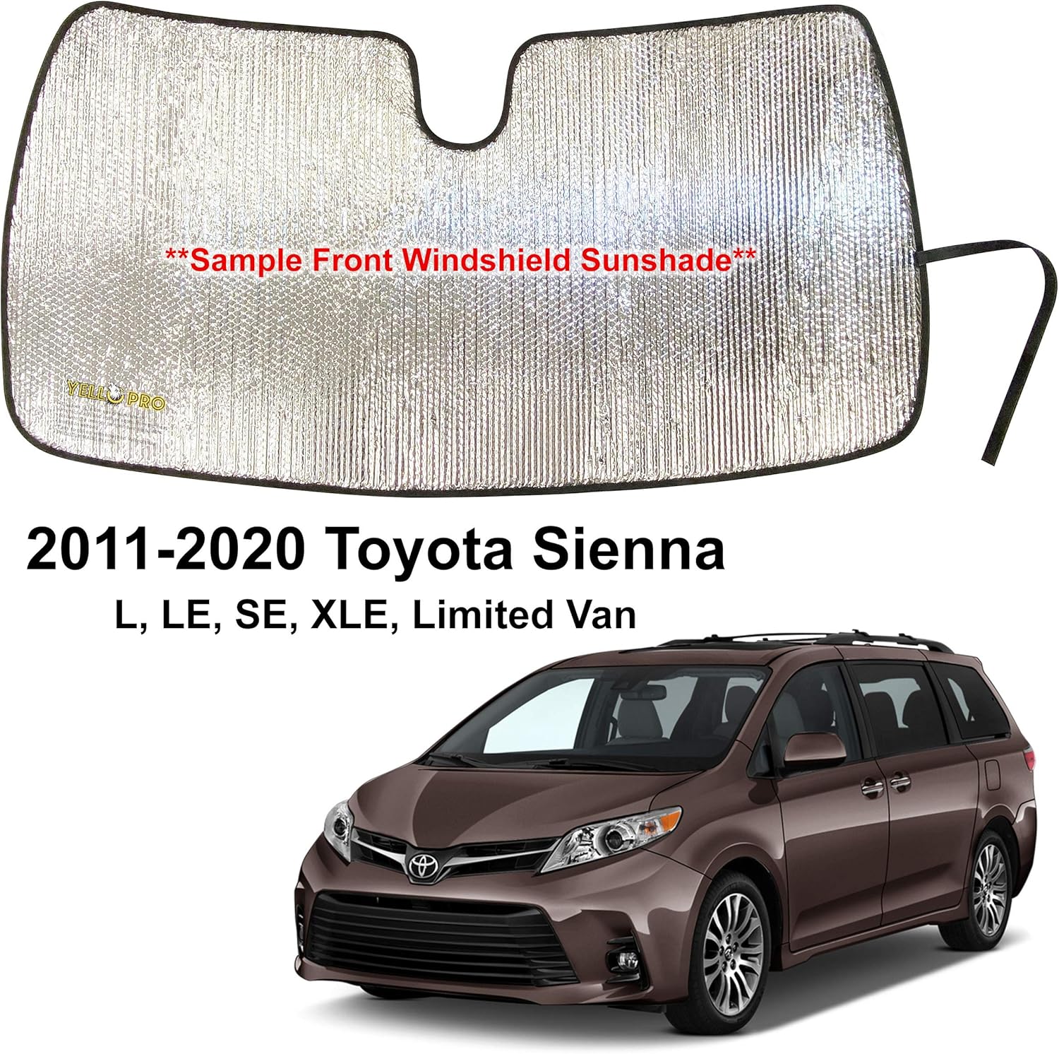 YelloPro Auto Custom Fit Car Front Windshield Sunshade