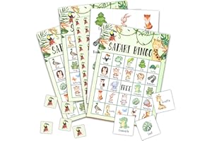 CIAEXRN Safari Bingo Game Cards 24 Players Jungle Animals Themed Birthday Bingo Game for Adults Family Vacation, Tropical Party Favors Zoo Animal Activities Supplies/04