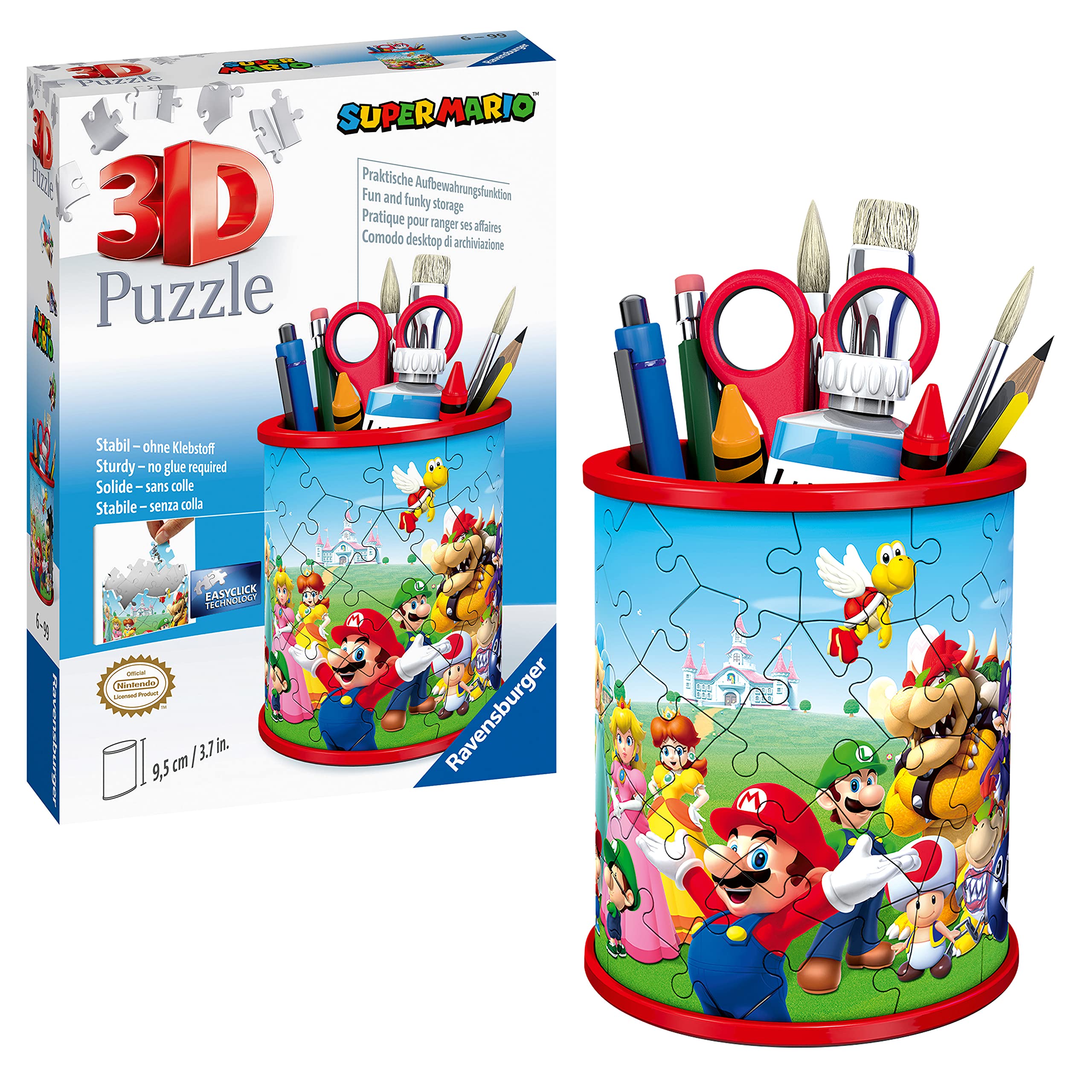 Ravensburger Super Mario Brothers Pencil Pot 3D Jigsaw Puzzles for Kids Age 6 Years Up - 54 Pieces - No Glue Required