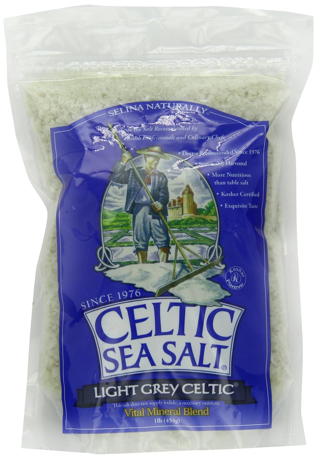 Light Grey Celtic coarse sea salt, 1 lb. bag