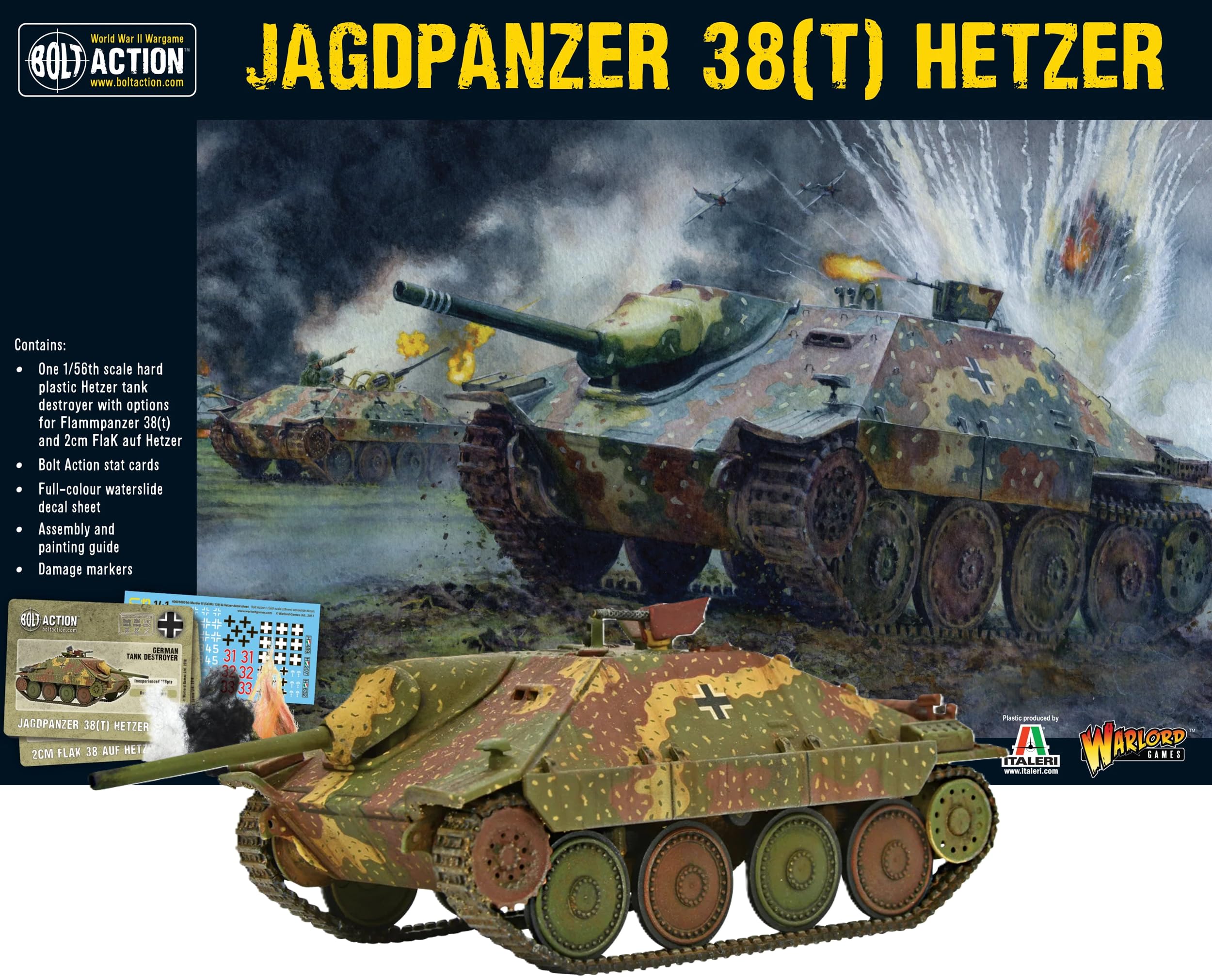 Warlord Games Jagdpanzer 38(t) Hetzer - 1:56 / 28mm Plastic Scale Model Tank for Bolt Action Highly Detailed World War 2 Miniatures for Table-top Wargaming