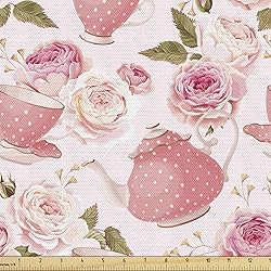 Ambesonne Floral Fabric by The Yard, Vintage Style