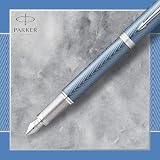 Parker IM Fountain Pen Premium Blue Grey Chrome Trim Fine Point Gift Box view 3