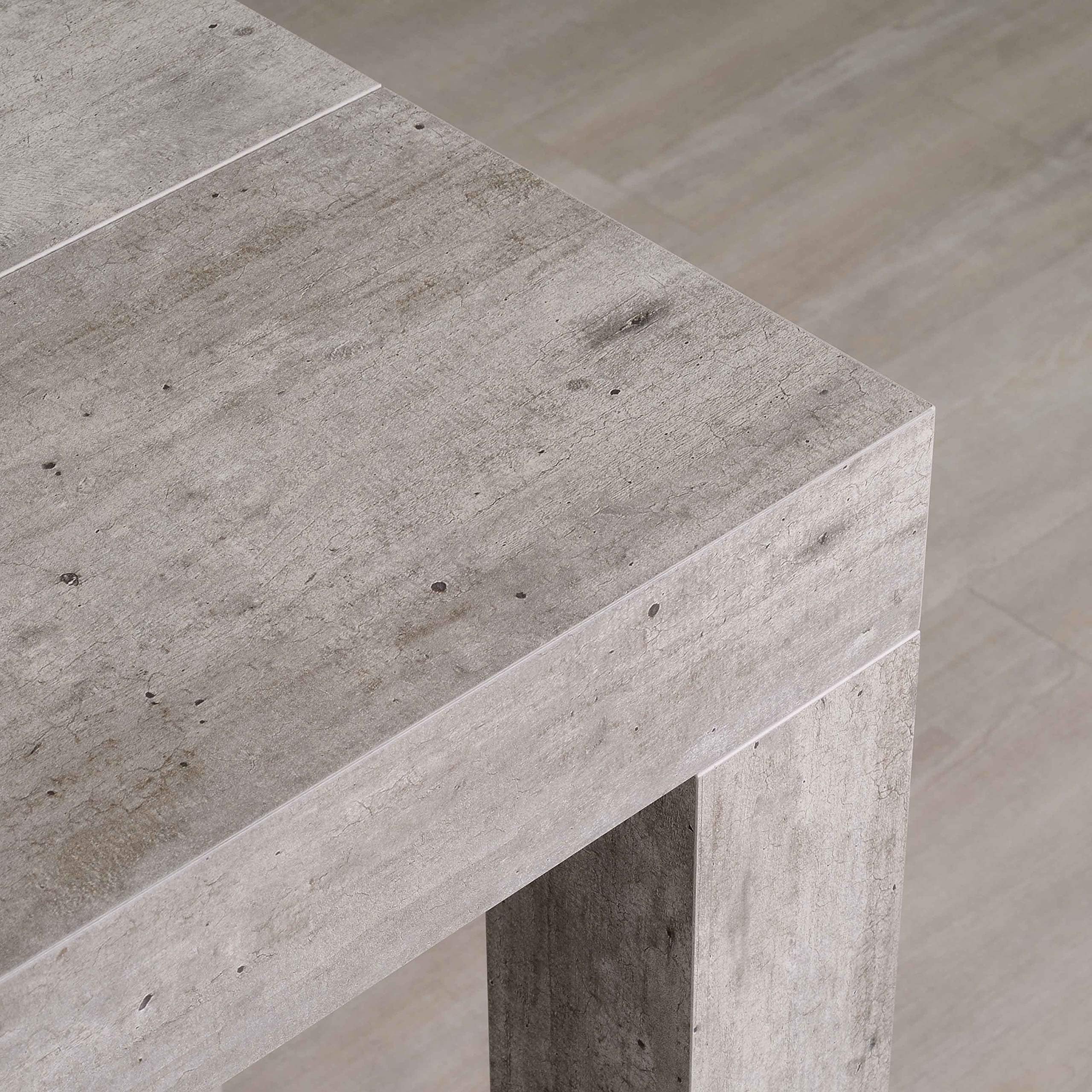 Atena Concrete Extending Console Table, 46 cm / 306 x 90 cm Height 75 cm Made of Quality Melamine Chipboard with 5 Leaves of 52 cm. Entirely Italian product.