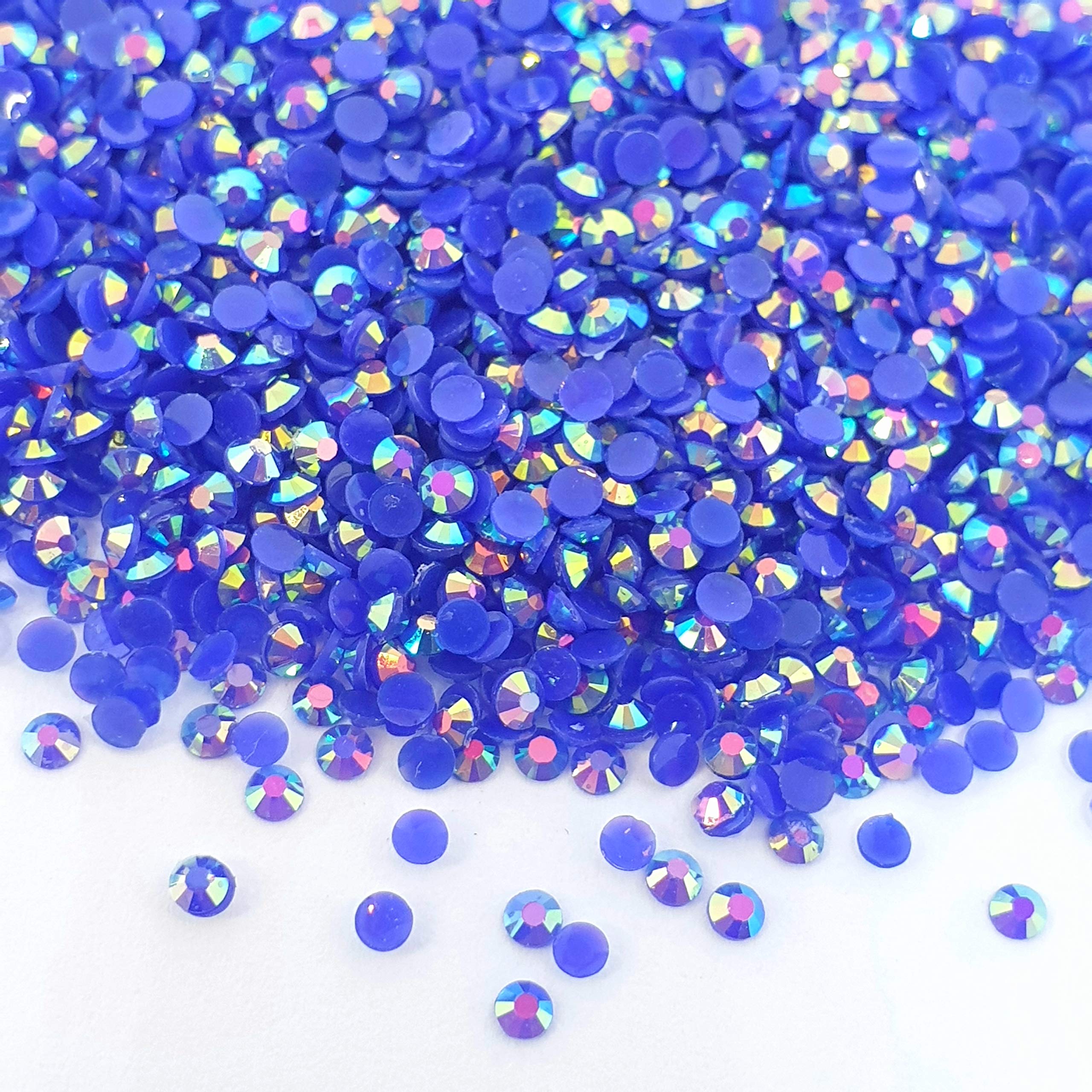 MajorCrafts 2000pcs 5mm ss20 Jelly AB Flat Back Round 14 Facets Resin Rhinestones Arts and Crafts Embellishment Gems (Dark Blue AB C77) — image 1