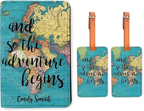 personalized luggage tag and passport holder set