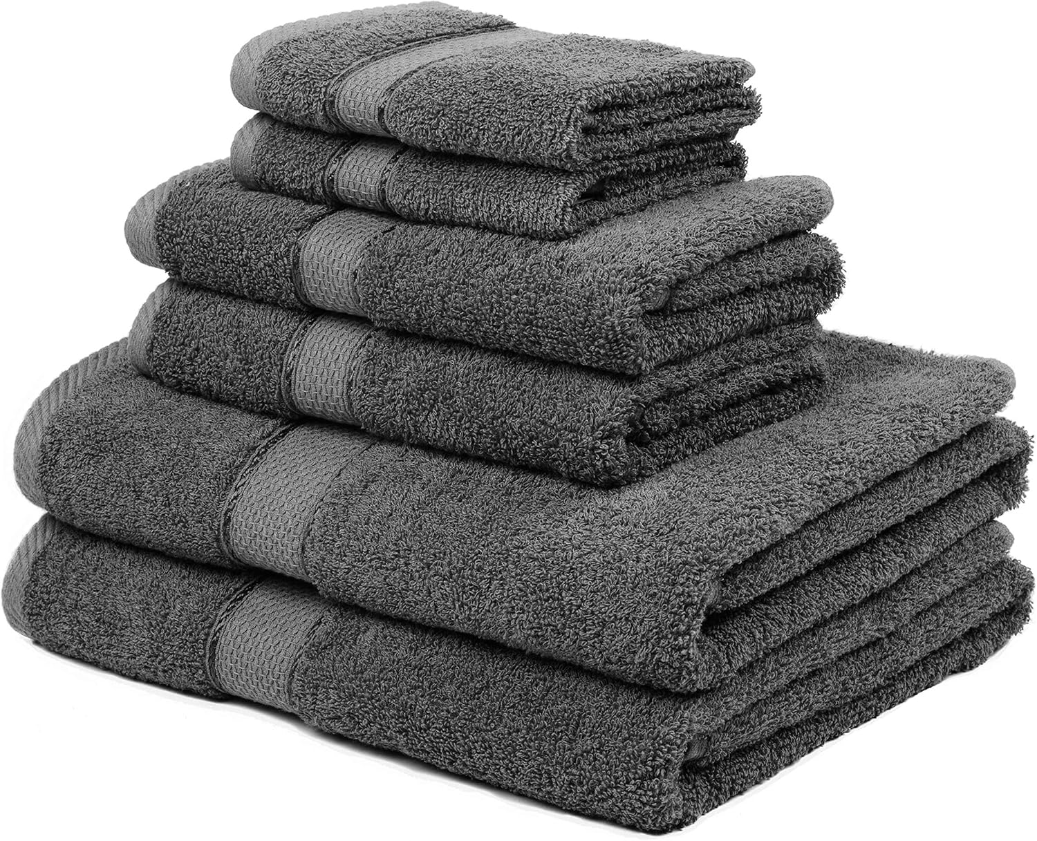 Premium Bamboo Cotton 6 Piece Towel Set (2 Bath Towels, 2 Hand Towels and 2 Washcloths) - Natural, Ultra Absorbent and Eco-Friendly (Coal): Home & Kitchen