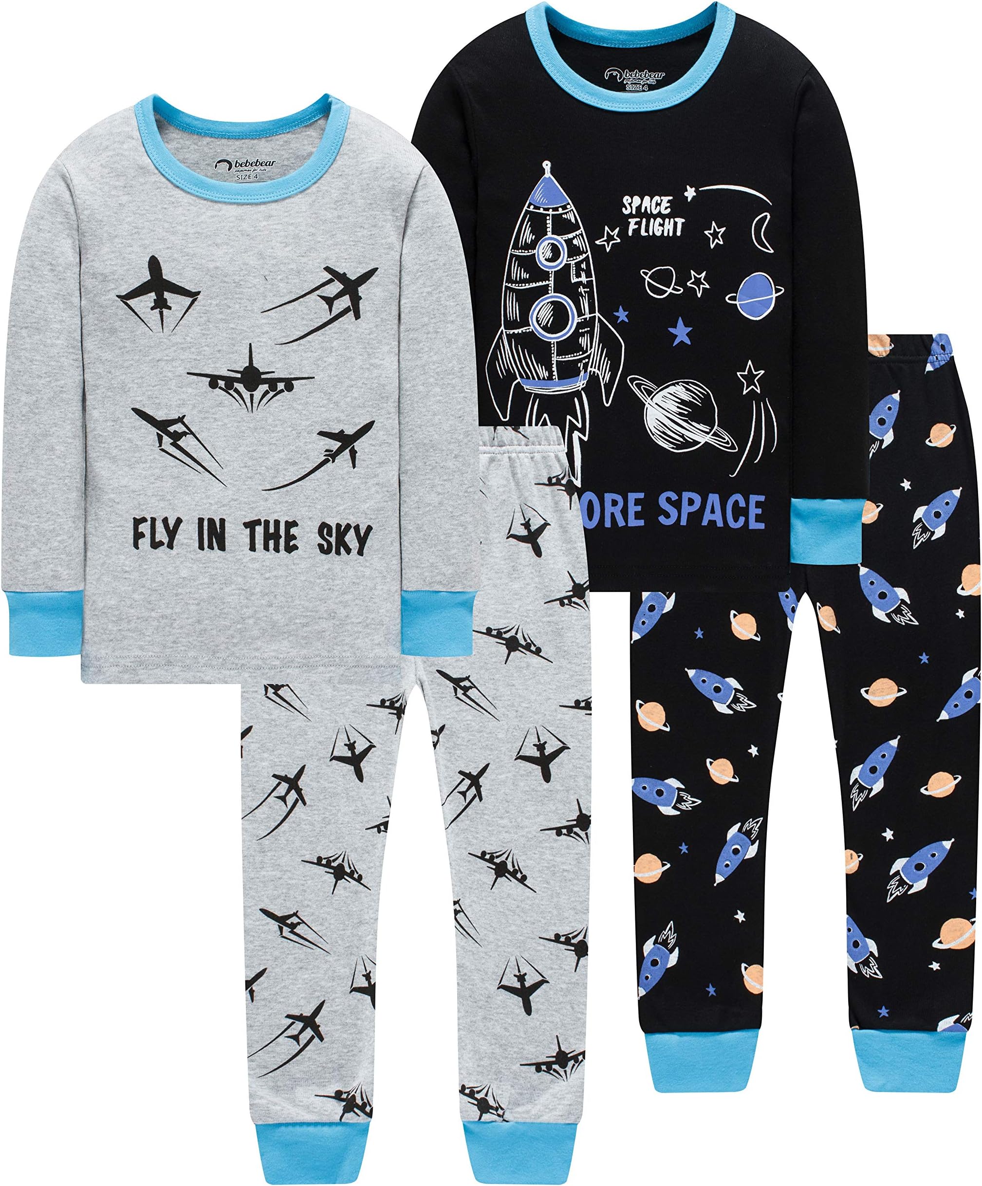 Pajamas For Boys Christmas Baby Truk Clothes Kid Children Pants Set 4 Pieces Sleepwear