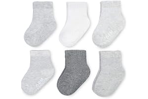 Fruit of the Loom All Weather Baby & Toddler Socks - Cotton Crew Socks with Grips for Boys, Girls and Unisex