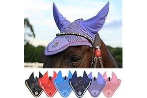 T TEKE Gorgeous Horse Ear Bonnet, 68% Viscose + 32% Acrylic Hand Crocheted mesh with Stylish Piping, Spandex Ears