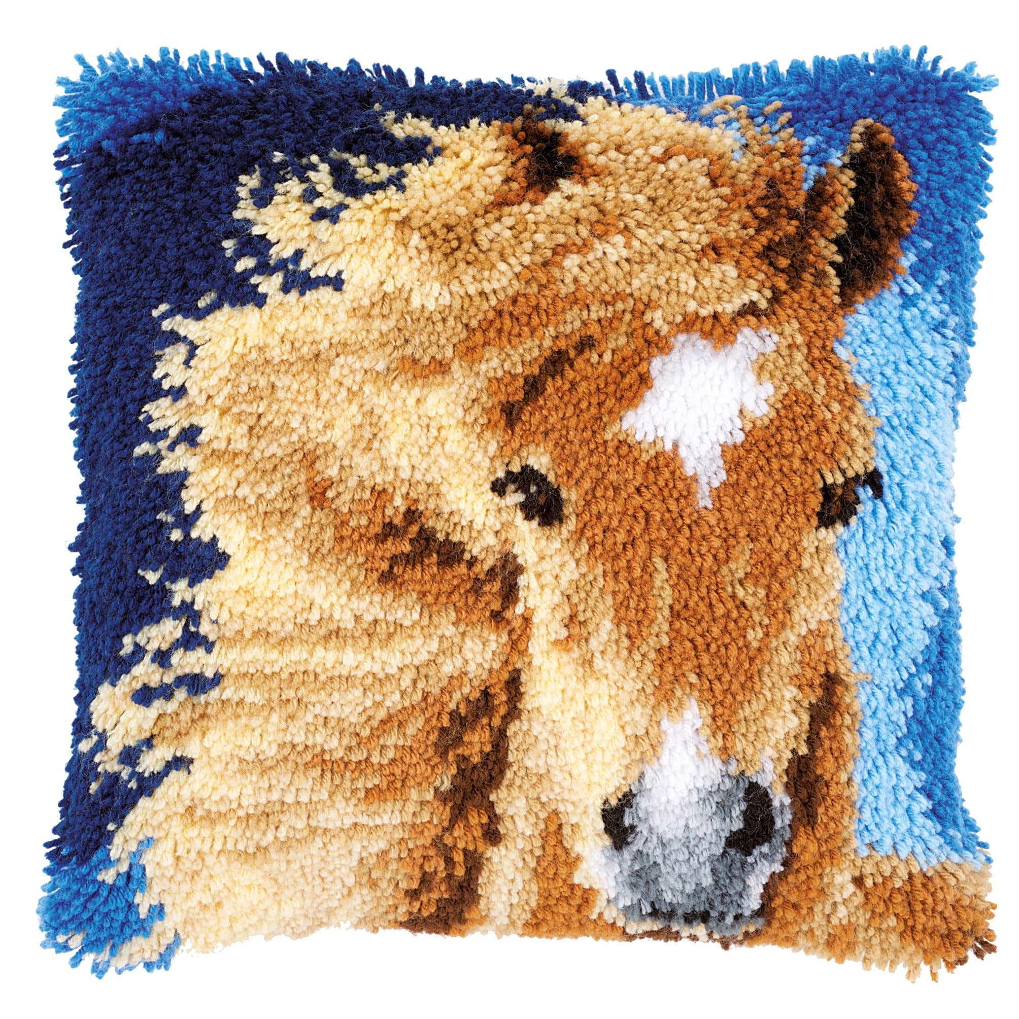 Latch Hook Kit: Cushion: Brown Horse