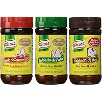 Knorr Chicken Bouillon Granulated, Beef Bouillon, Tomato Bouillon with Chicken Flavor, 3 X 7.9 Oz, Bundle