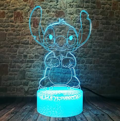 dibujos animados lilo y stitch lampara led 3d para dormitorio mesa de dormitorio decoracion caliente personalizada 7 colores smart touch