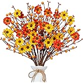 MAINGKAUNG Fall Floral Stems 12PCS Fall Floral Picks 17 Inch Autumn Berry Stems with Berries for Autumn Flower Arrangements Centerpieces Indoor Outdoor Decorations