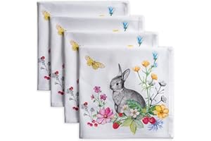 Maison d' Hermine Napkins 100% Cotton Decorative Easter Napkin Washable Cloth Napkins for Home, Wedding, Restaurant, Buffet Party & Camping, Printemps - Spring/Summer (20”x20”)