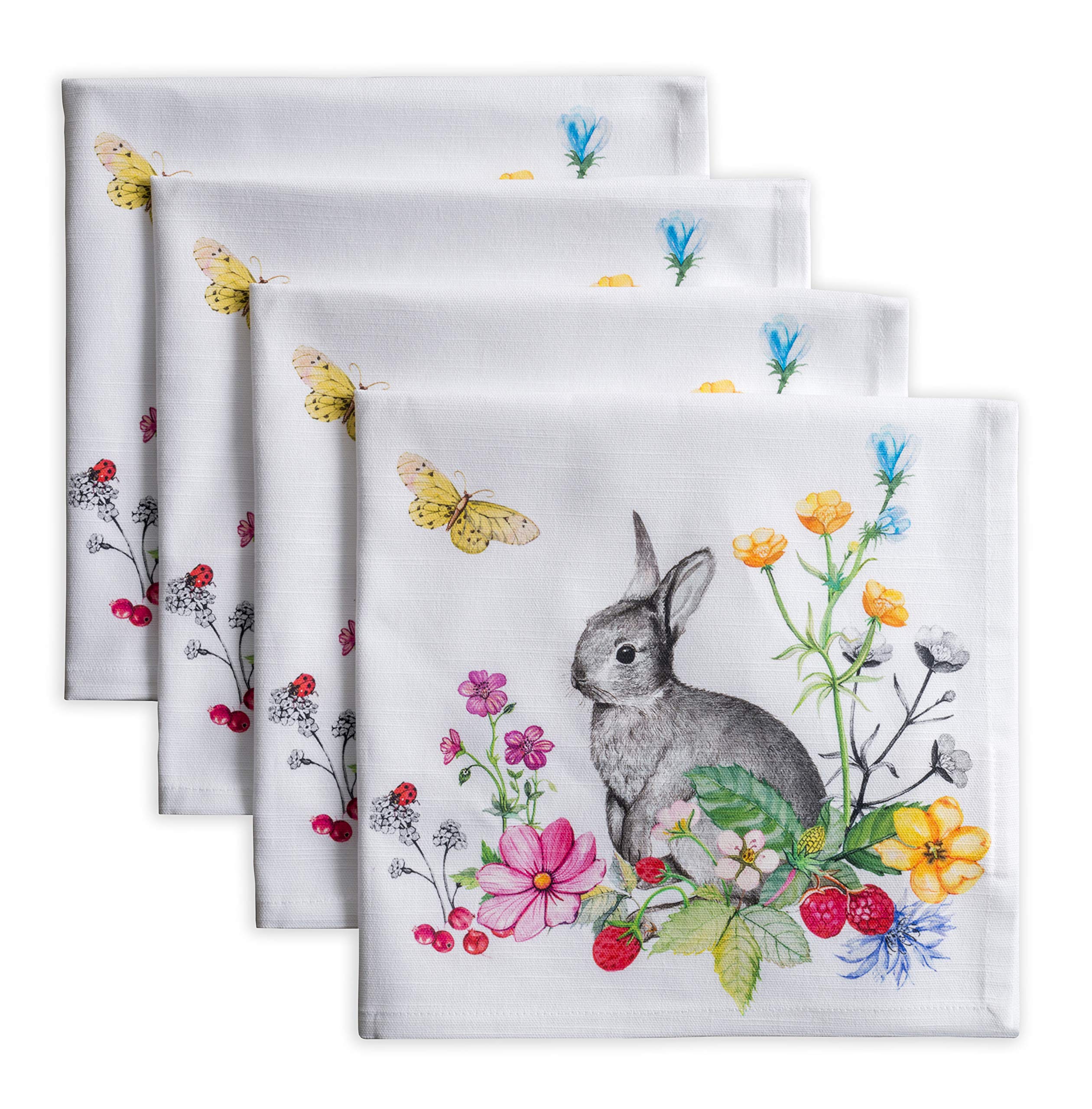 Maison d' Hermine Cloth Napkins Set of 4 100% Cotton Everyday Reusable Square Napkins Cloth Washable Dinner Party Wedding Restaurant Gifts for Mothers Day (Printemps, 45 CM x 45 CM)