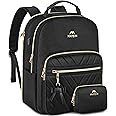 MATEIN Backpack Purse for Women, 17 inch Stylish Cute Waterproof Backpack Purse with USB Port, Waterproof Fashion Casual Daily Shoulder Bag for Work College Travel, Gifts for Ladies, 2pcs Set, Black