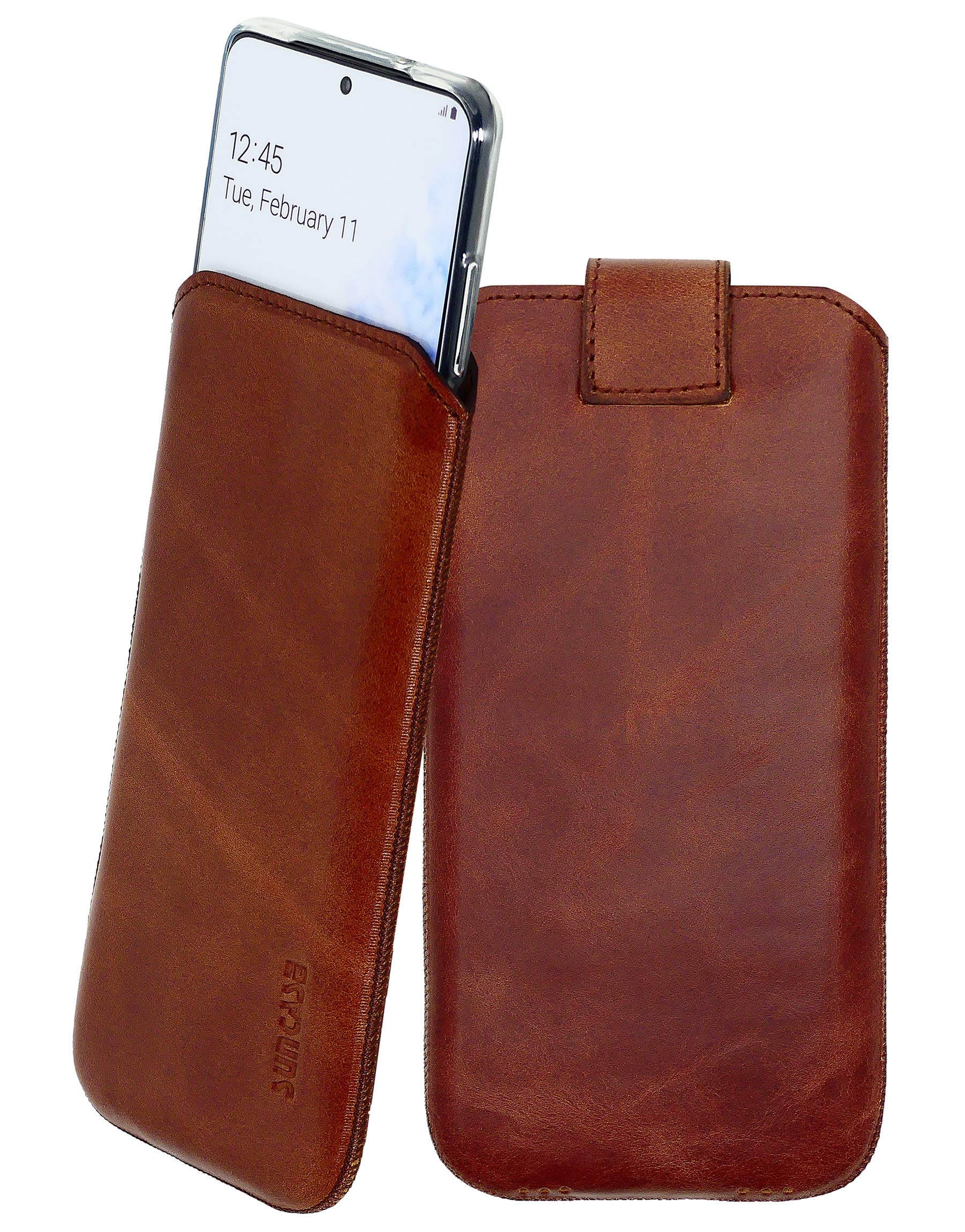 Suncase case compatible with Samsung Galaxy S20 with ADDITIONAL cover/shell/bumper/silicone *tab with pull-out function* mobile phone case leather case protective case in rustic mocha brown