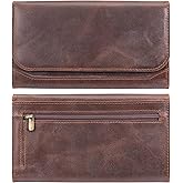 moonster Leather Wallets for Women 8x4 inch Handmade Womens Leather Wallet Brown - Genuine Leather Wallet Women -Ladies Wallets Leather - Women's Wallets - Multi Compartment RFID Wallet for Women