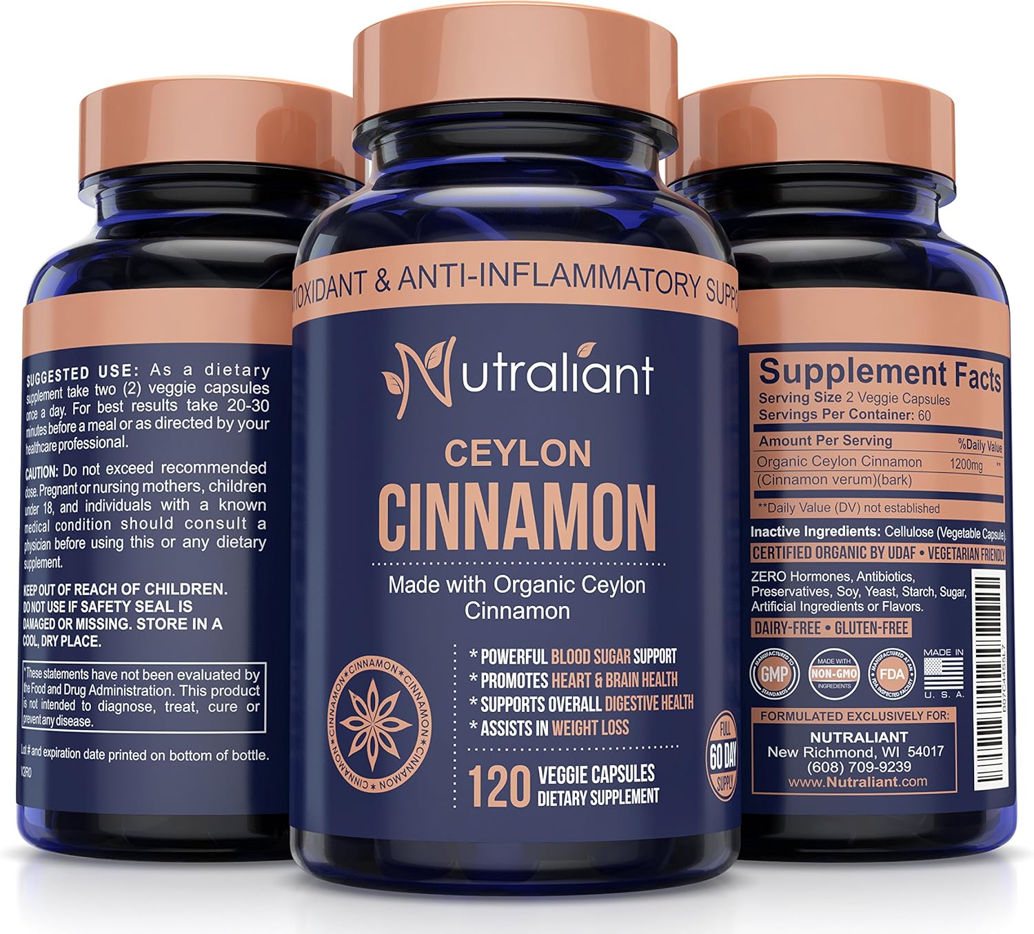 ORGANIC CEYLON CINNAMON CAPSULES Super Antioxidant & Anti