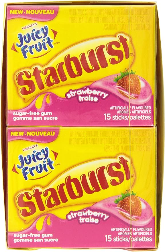 Juicy Fruit Starburst SugarFree Gum, Strawberry, 10 Count Amazon.ca