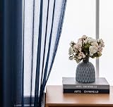 CUCRAF Transparent Curtains with Eyelets 245x140 cm Set of 2 Blue Linen Look view 3
