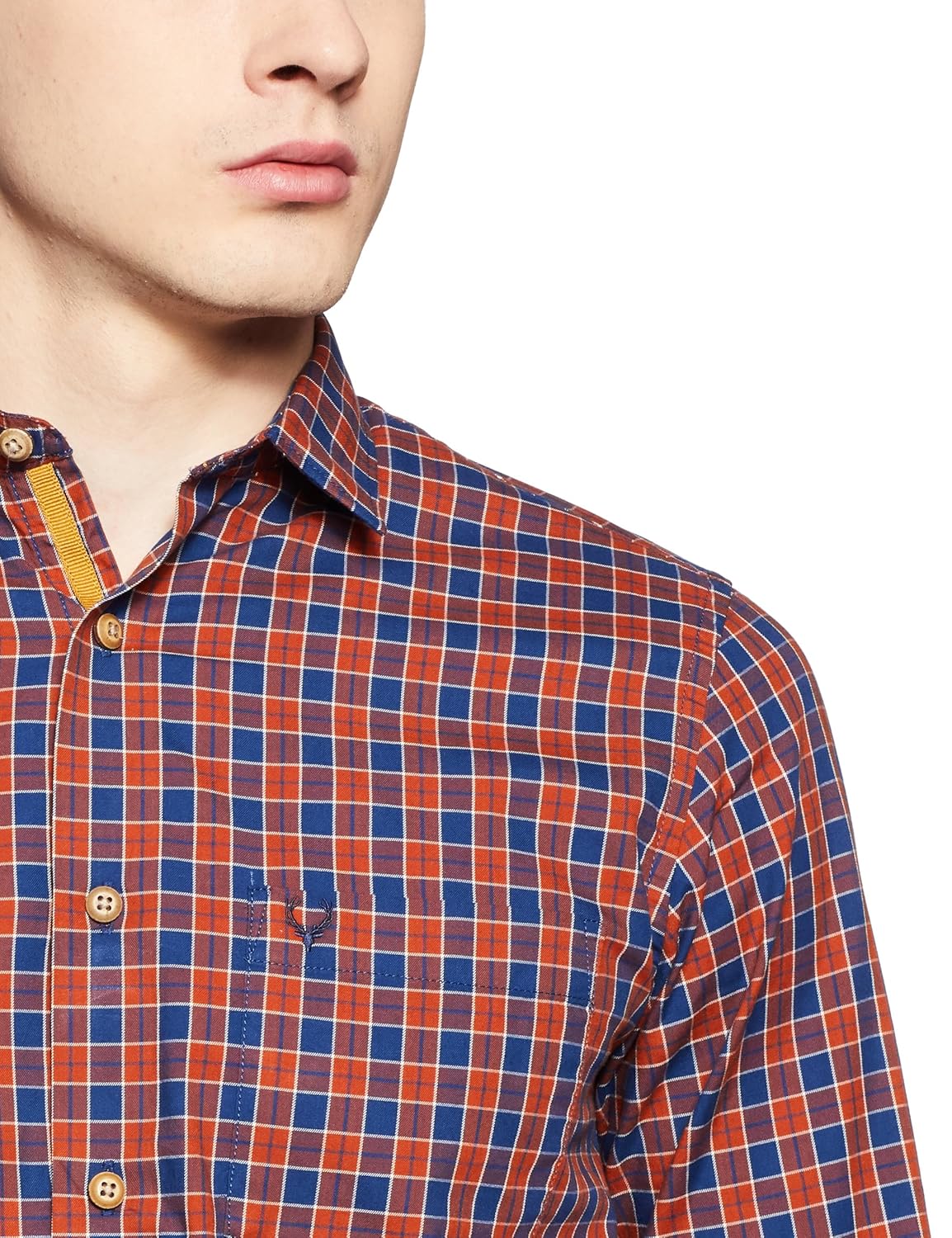 allen solly men's checkered regular fit cotton casual shirt