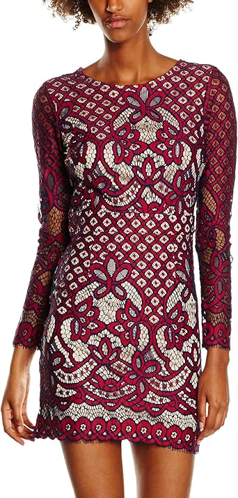 boohoo burgundy lace dress