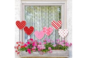 Pickmesh 6 Pcs 12" H Valentine's Day Metal Yard Sign Heart Valentine Metal Yard Stakes Barn Garden Stake for Planter Pot Walkway Pathway Outdoor Decor Lawn Decoration