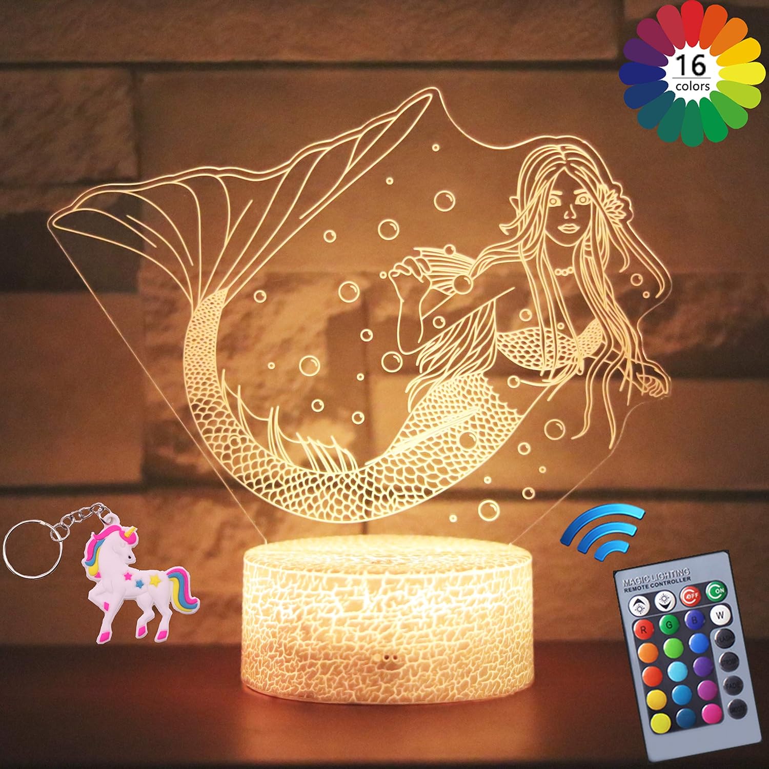 Carryfly Mermaid Gifts Night Light Bedside Lamp 16 Colors