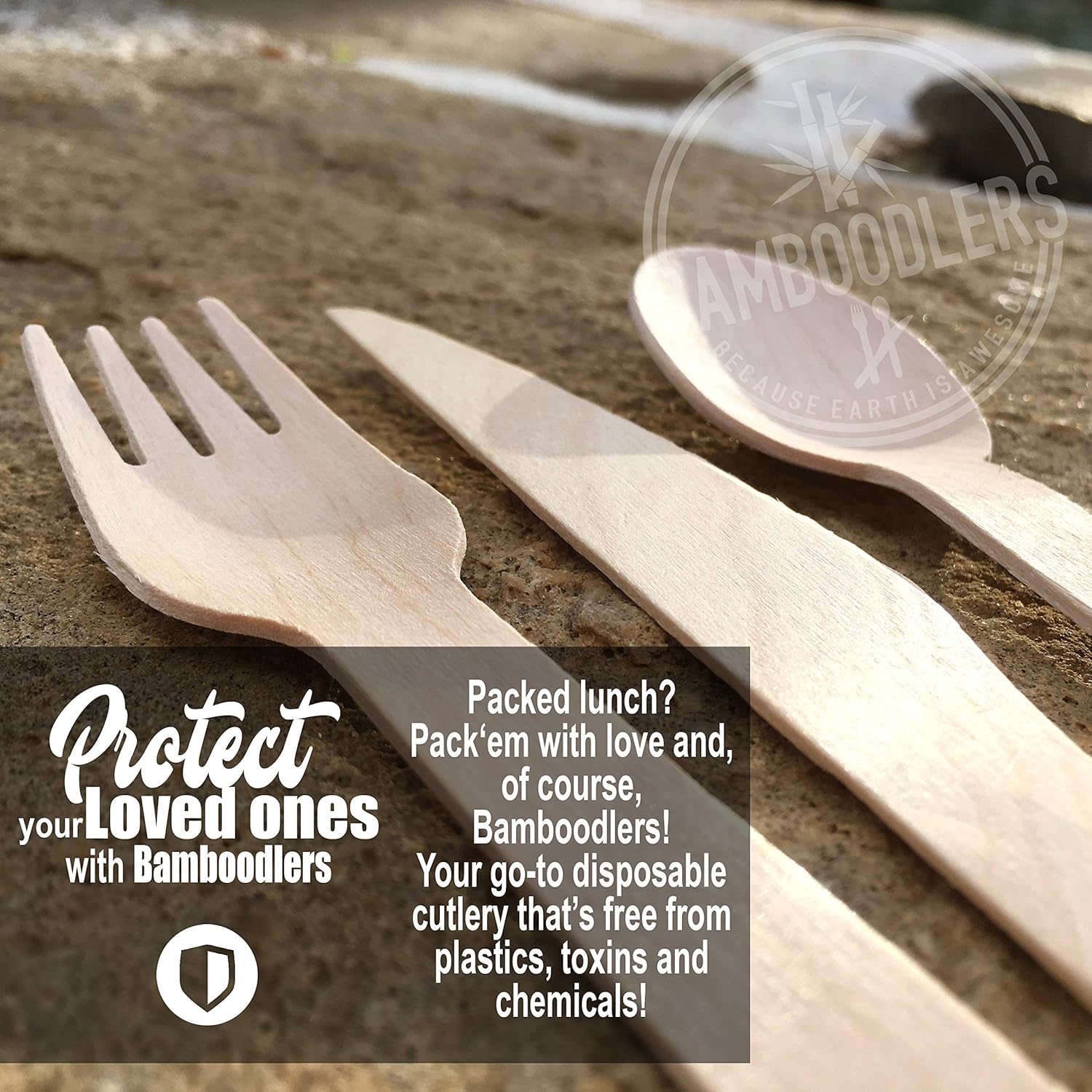 Disposable Wooden Spoons by Bamboodlers | 100% All-Natural, Eco-Friendly, Biodegradable, and Compostable - Because Earth is Awesome! Pack of 100-6.5” Spoons.: Health & Personal Care