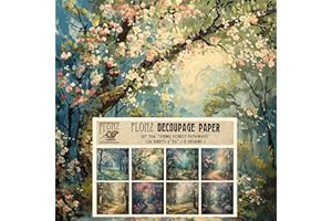 FLONZ Decoupage Paper Pack (24 Sheets 6"x6") Spring Forest Pathways: Serene Woodland Scenes with Vibrant Blossoms and Lush Greenery # Vintage Styled Paper for Craft and Scrapbooking