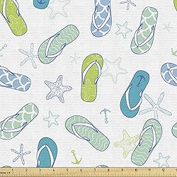 Lunarable Nautical Fabric by The Yard, Flip Flops