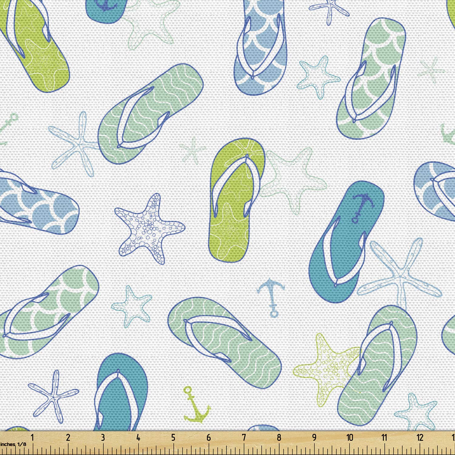 Lunarable Nautical Fabric by The Yard, Flip Flops