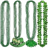 Moon Boat 36PCS St. Patrick's Day Clover Necklaces Green Beads Shamrock Party Supplies Irish Decorations Accessories