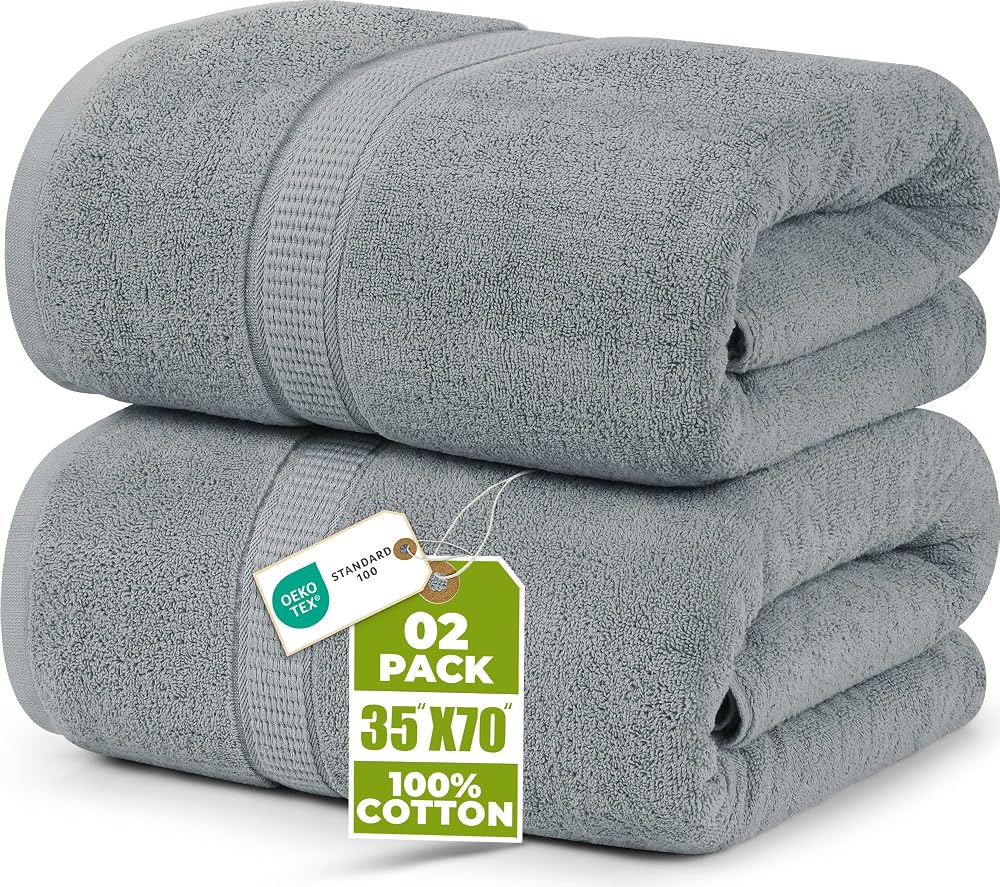 Utopia Towels Premium Jumbo Bath Sheet 90x180 cm 2 Pack Cool Grey 100% Cotton