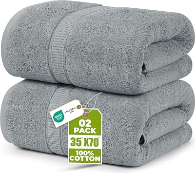 Utopia Towels Premium Jumbo Bath Sheet 90x180 cm 2 Pack Cool Grey 100% Cotton