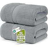 Utopia Towels Luxurious Jumbo Bath Sheet 2 Piece, 600 GSM, 35 by 70 Inches, 100% Ring Spun Cotton, Highly Absorbent and Quick Dry Extra Large Bath Towel, Super Soft Towel, Cool Grey