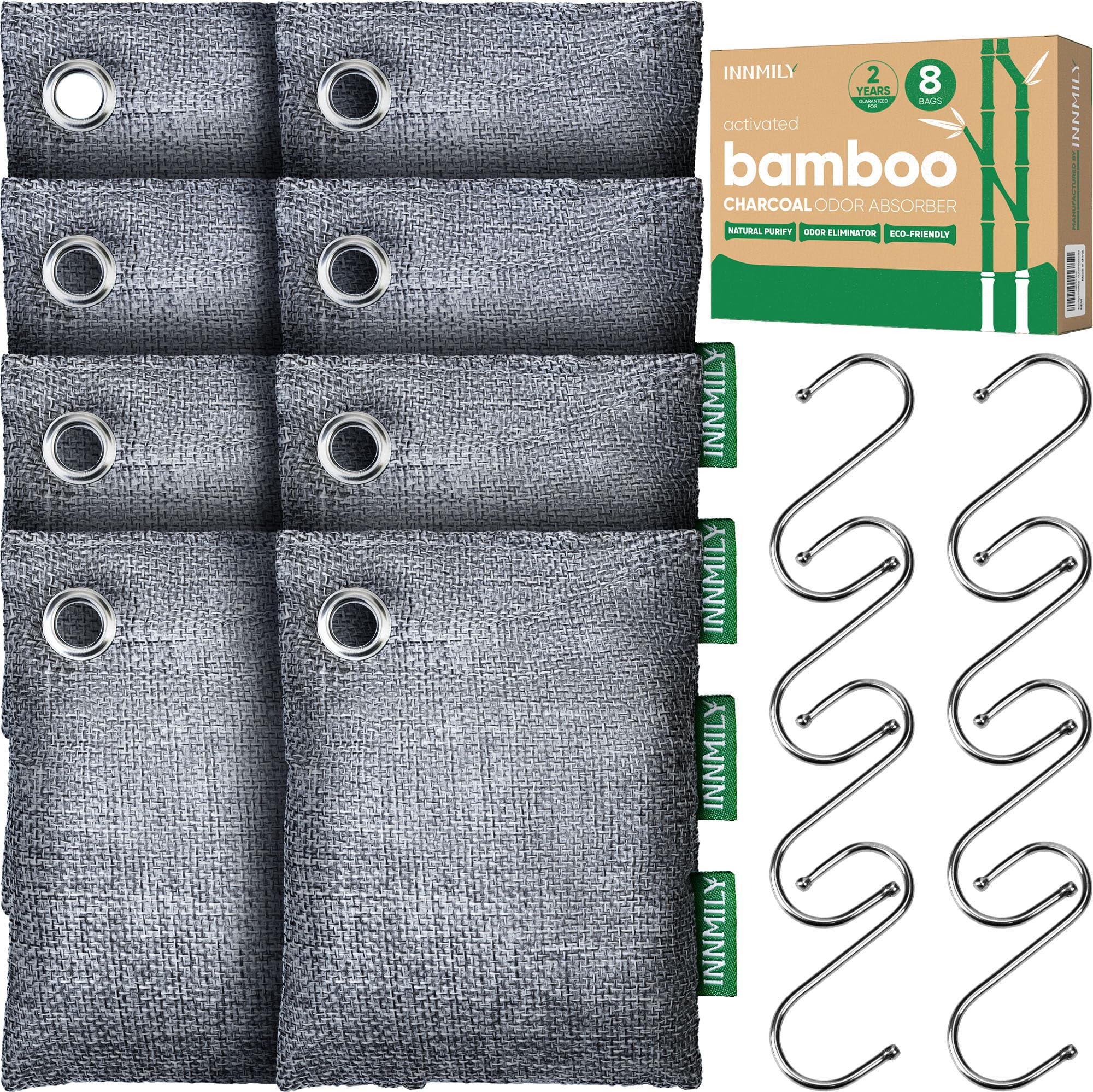 Photo 1 of Activated Charcoal Odor Absorber, Odor Eliminator for Strong Odor,Bamboo Charcoal Air Purifying Bags for Home Car Closet Pet, Smoke Room Deodorizer (8 x 60g, Unscented)