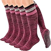 Teebulen Women's Anti Skid Non Slip Odor Control Grips Compression Knee High/Low Cut Yoga Pilate Socks Stocking,Size 5-10