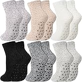 Geyoga 6 Pairs Fuzzy Socks with Grips for Women Non Slip Hospital Cozy Slipper Socks Winter Soft Warm Valentines Gift for Her