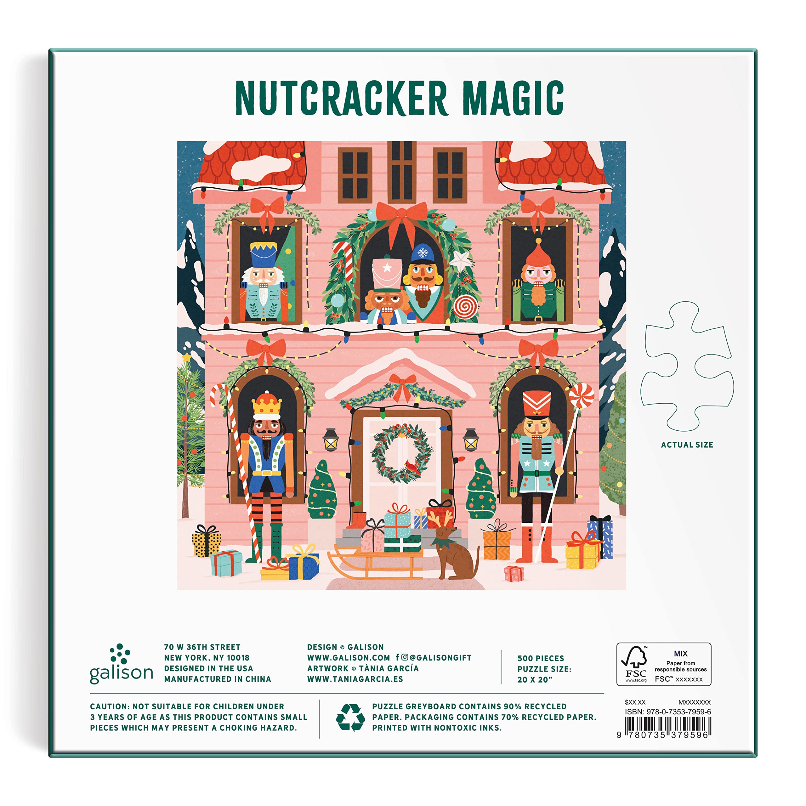 Galison Nutcracker Magic – 500 Piece Puzzle Fun and Challenging Activity with Bright and Bold Artwork of Wooden Toy Soldiers for Adults and Families