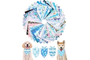 PET SHOW 50 Pack Winter Dog Bandanas Bulk Washable Triangle Bibs for Small Medium Dogs Girl Boy Snowflake Kerchief Set Pet Sc